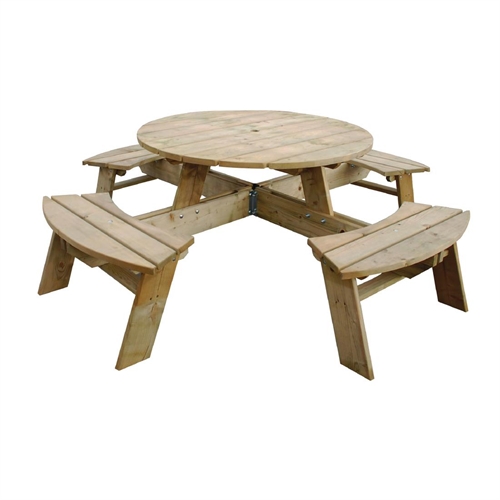 Rowlinson Round Wooden Picnic Table 6, Rowlinson Round Wooden Picnic Table 6 5ft